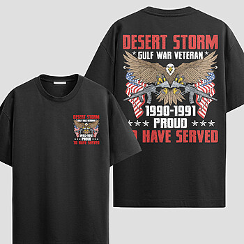 Desert Storm Gulf War Shirt with eagle flag veteran graphic and proud to have served design