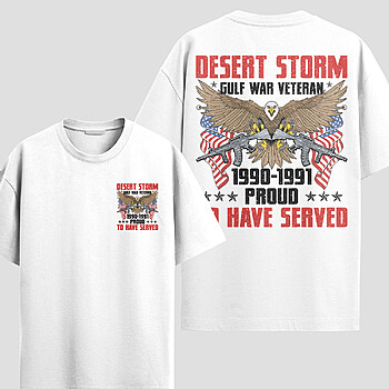 Alternative view of Desert Storm Gulf War Shirt – Veteran Proud to Have Served