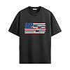 USAF Fighter Jets Flag Shirt with three fighter jets flying over distressed American flag graphic in patriotic military aviation style