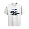 USAF Robins AFB Fighter Jets Shirt featuring multiple fighter jets with USAF text and Robins AFB GA lettering in vintage military aviation style