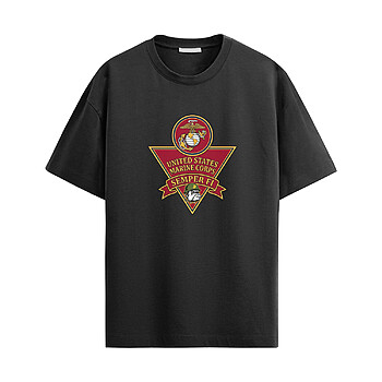 USMC Bulldog Emblem Shirt with United States Marine Corps emblem, bulldog graphic, and Semper Fi design