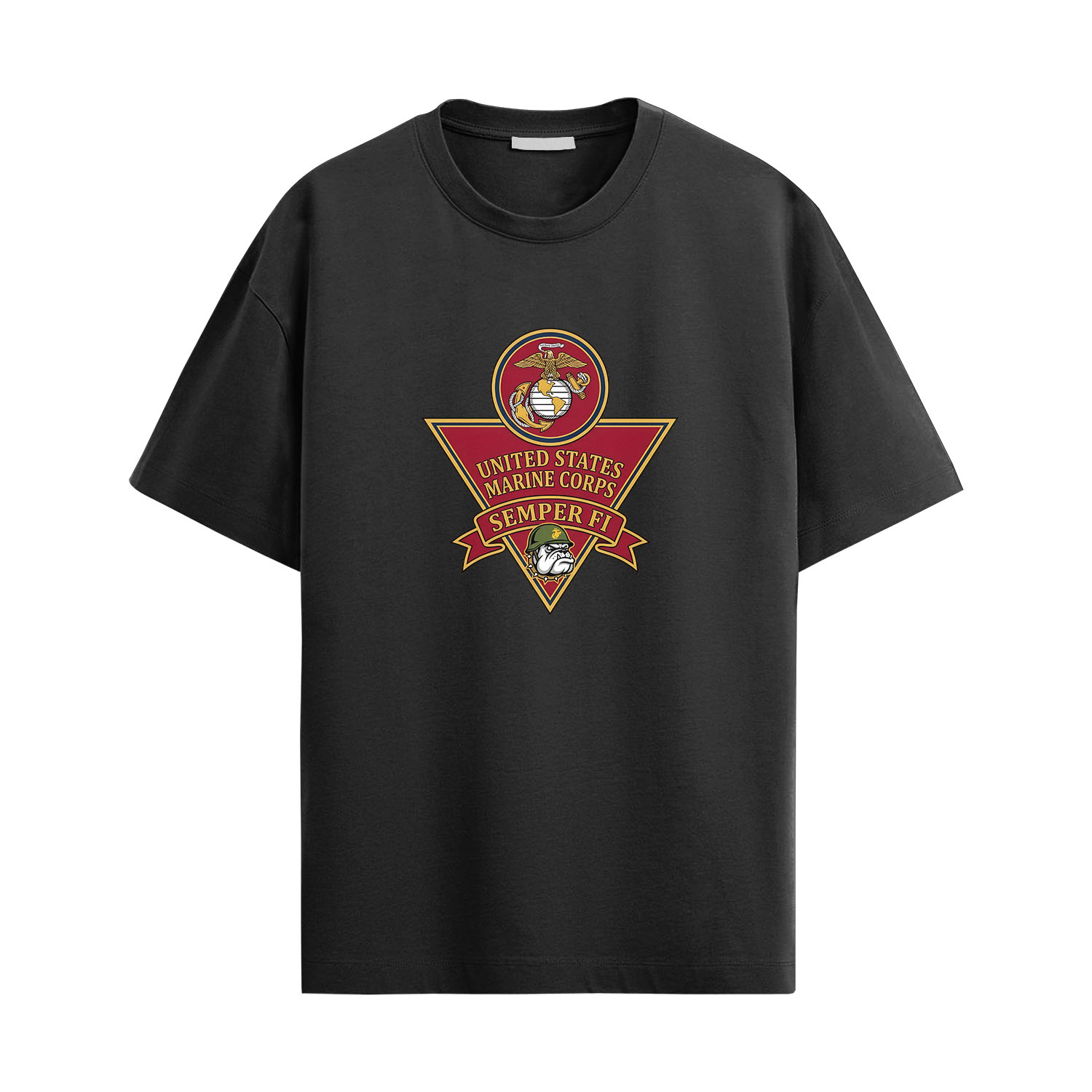 USMC Bulldog Emblem Shirt with United States Marine Corps emblem, bulldog graphic, and Semper Fi design