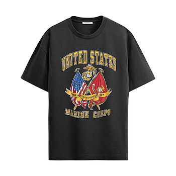 USMC Flag Pride Shirt with United States Marine Corps flags and patriotic military design