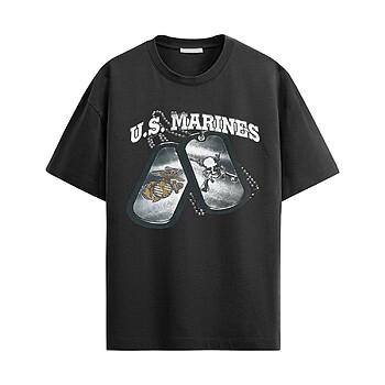 USMC Military Dog Tags Shirt with Marine Corps dog tag graphic and military emblem design