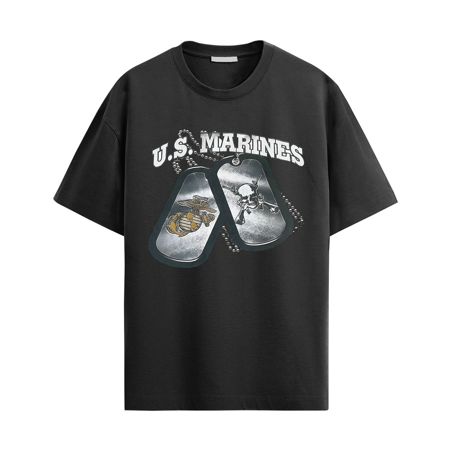 USMC Military Dog Tags Shirt with Marine Corps dog tag graphic and military emblem design