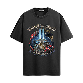 USMC Patriot Eagle Shirt with patriotic eagle graphic, memorial skyline, and Marine Corps design