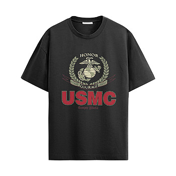 USMC Pride Honor Shirt with Marine Corps emblem, honor courage commitment graphic, and Semper Fidelis design