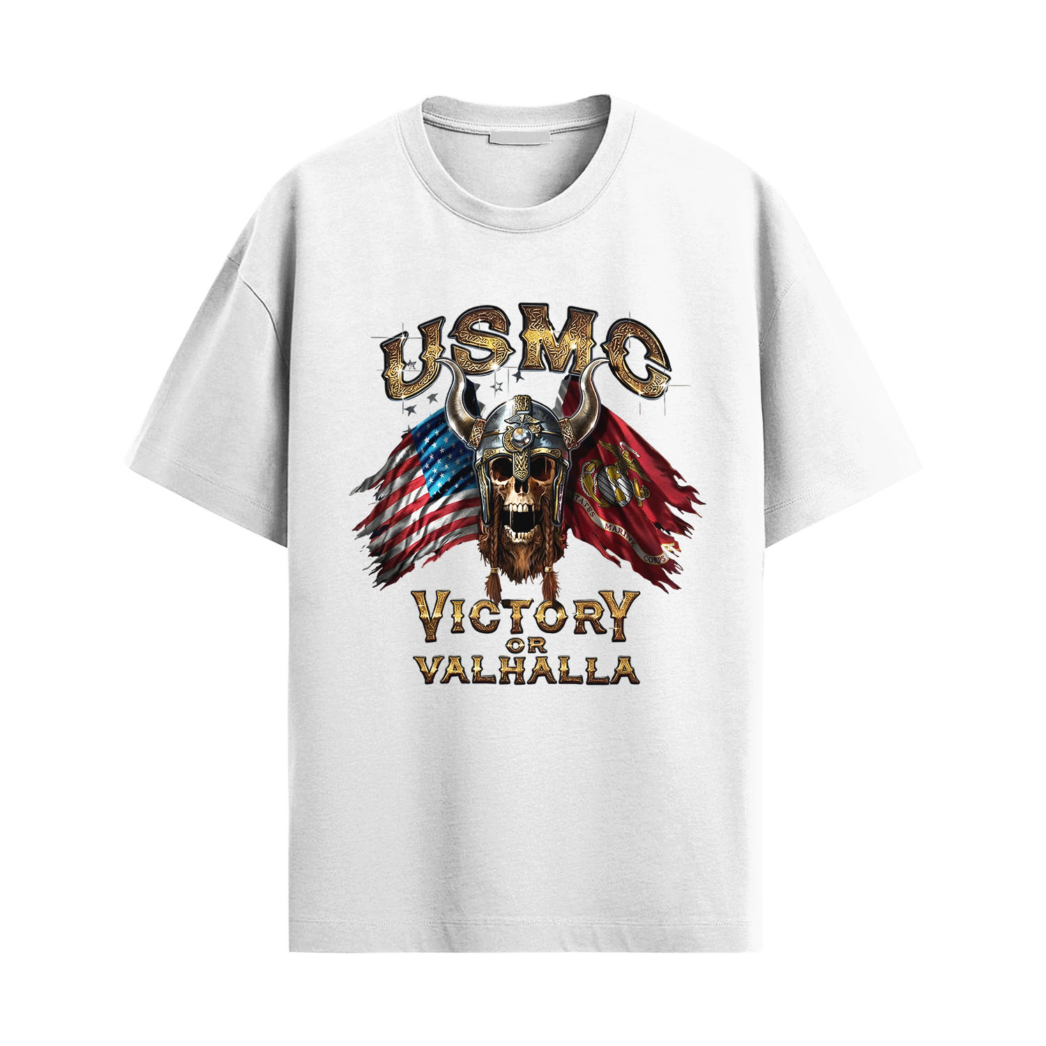 USMC Viking Skull Shirt – Victory or Valhalla Tee - Image 2
