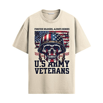 Alternative view of US Army Veteran Skull Flag Shirt – Patriotic Veteran Tee