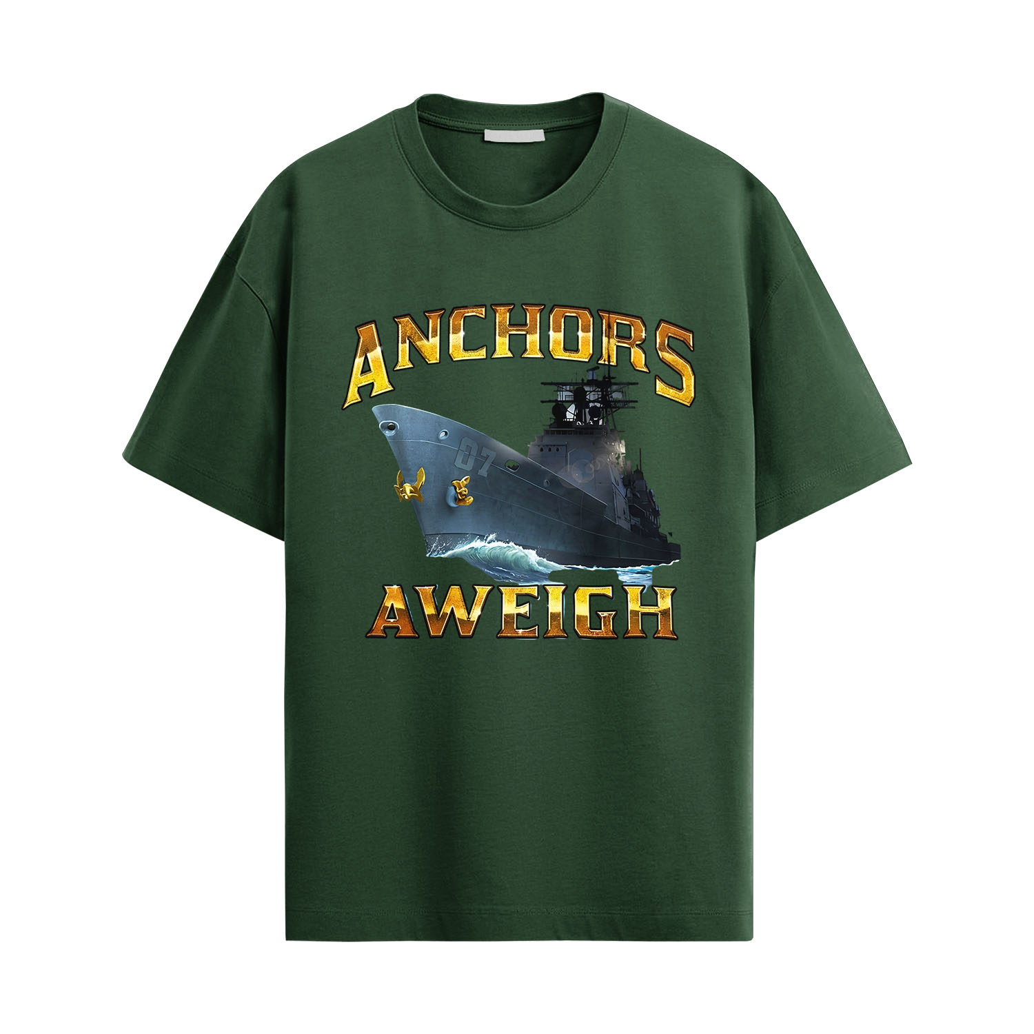 US Navy Anchors Aweigh Ship Shirt – Patriotic Navy Tee - Image 2