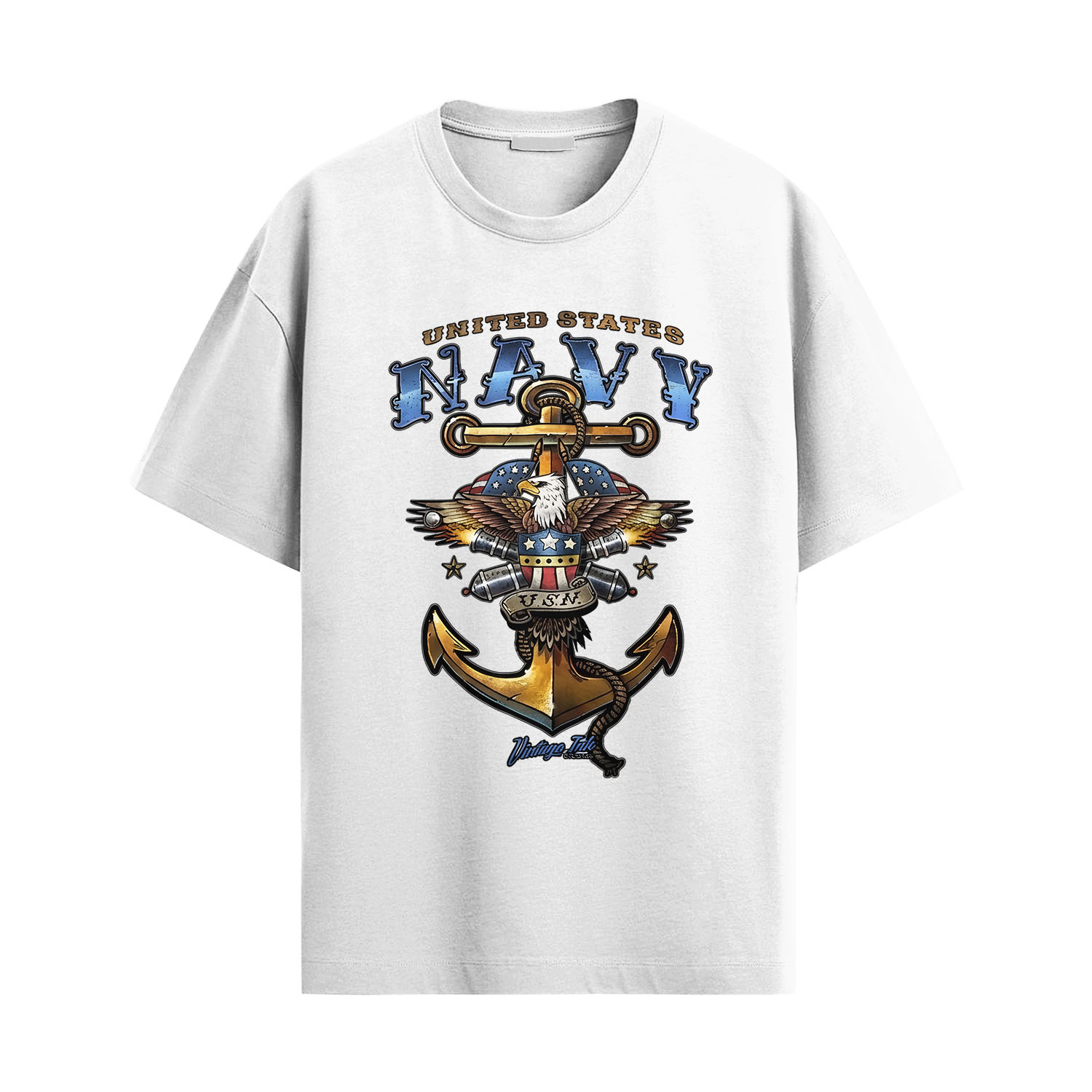 US Navy Eagle Anchor Vintage Shirt – Patriotic Navy Tee - Image 2