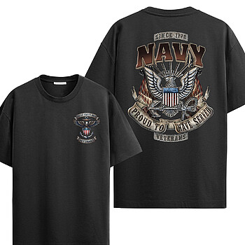 US Navy Proud Served Shirt with patriotic eagle emblem, veteran graphic, and proud to have served design