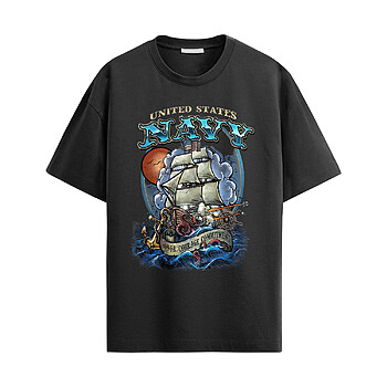United States Navy Ship Vintage Shirt with sailing ship graphic and honor courage commitment design