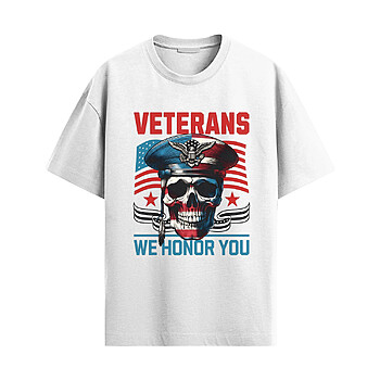 Alternative view of Veterans Honor Skull Shirt – Military Tribute Tee